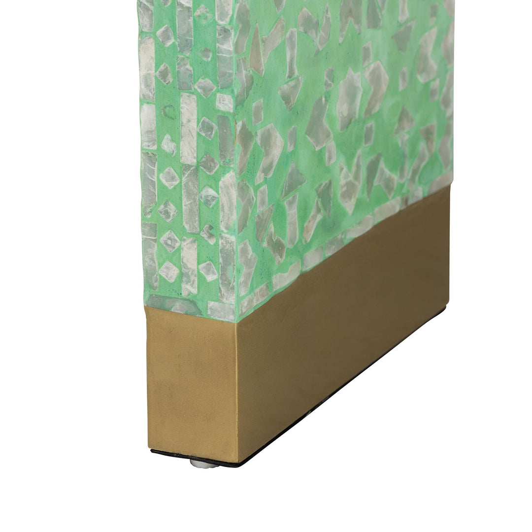 Didrika Modern Bohemian Seafoam Green Mother of Pearl Console Table