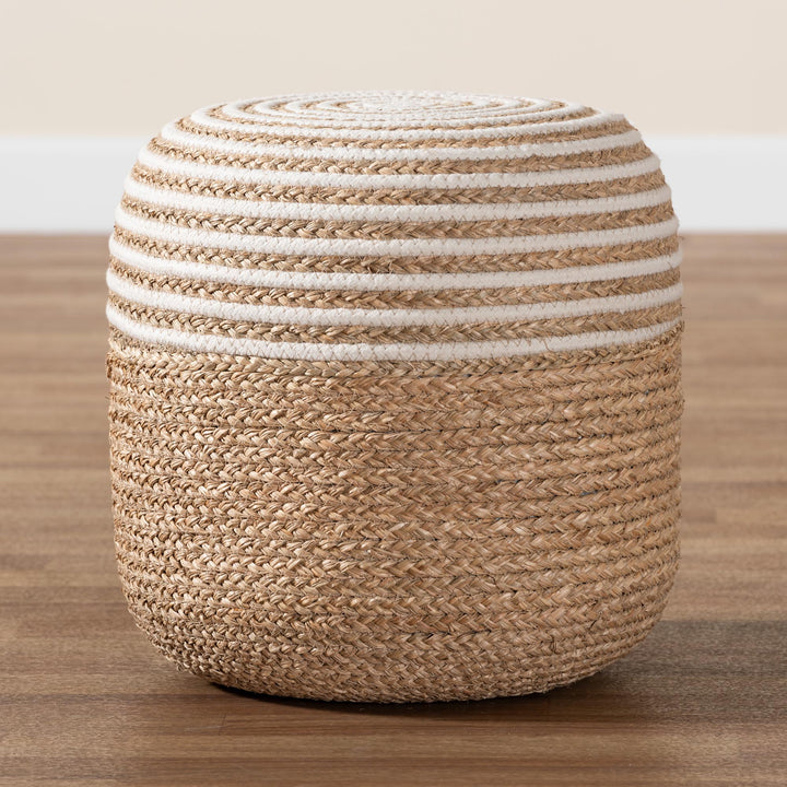 Bali & Pari Nequiel Modern Bohemian Woven Rope Ottoman