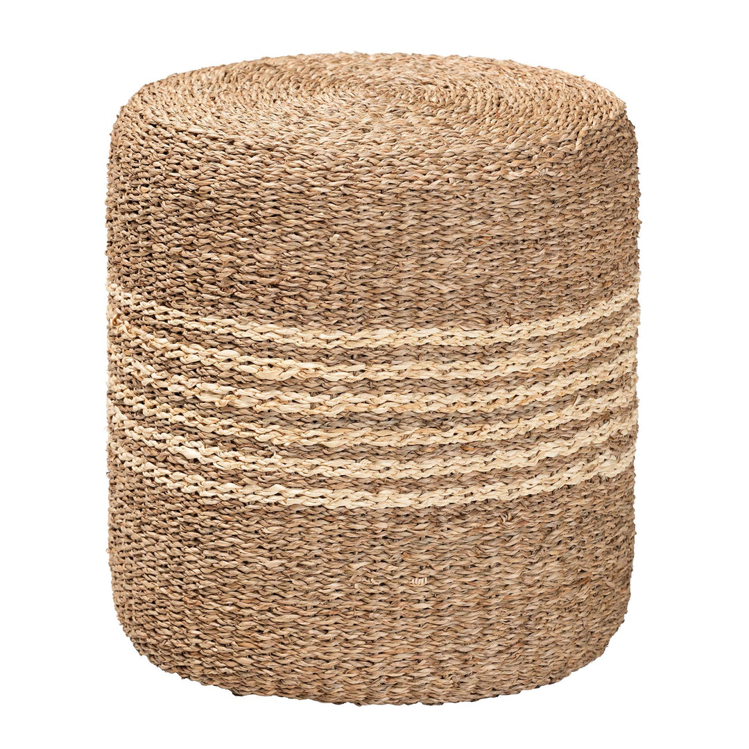 Bali & Pari Wickham Modern Bohemian Natural Brown Seagrass Ottoman