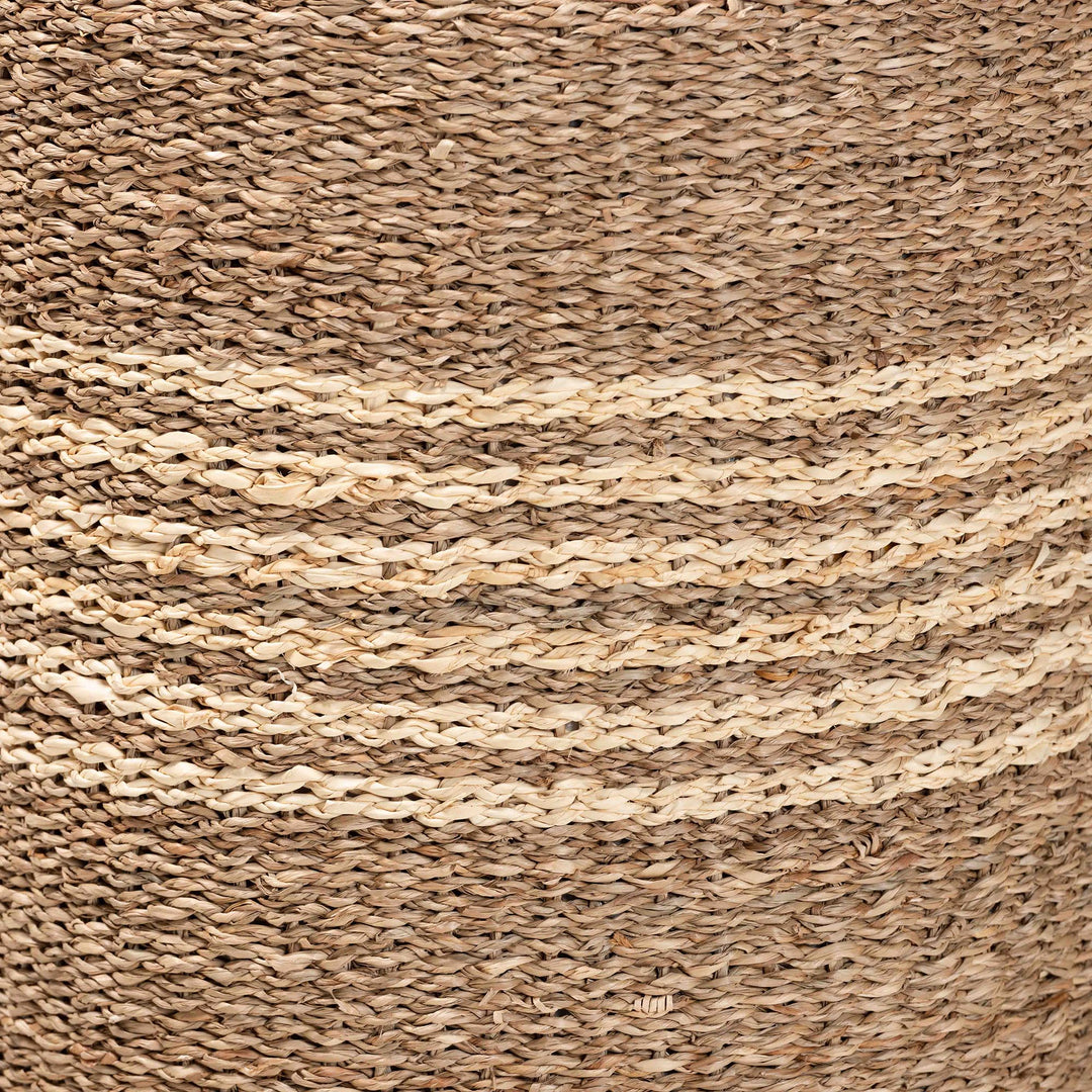 Bali & Pari Wickham Modern Bohemian Natural Brown Seagrass Ottoman