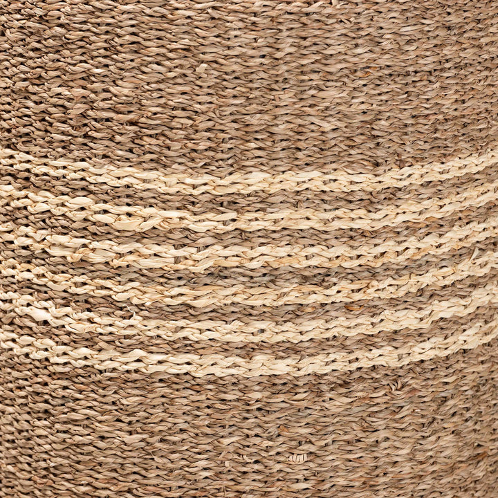 Bali & Pari Wickham Modern Bohemian Natural Brown Seagrass Ottoman