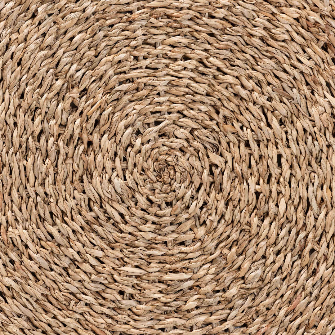 Bali & Pari Wickham Modern Bohemian Natural Brown Seagrass Ottoman