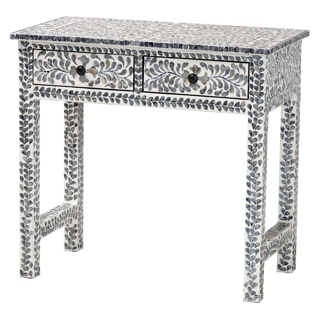 Diata Coastal Mother of Pearl Capiz Shell Console Table