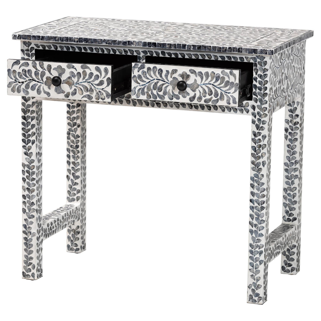 Diata Coastal Mother of Pearl Capiz Shell Console Table