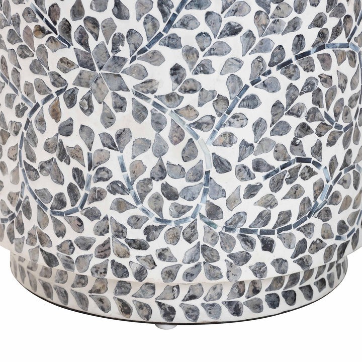 Bali & pari Marilla Coastal Black and White Mother of Pearl Capiz Shell Ottoman Footstool
