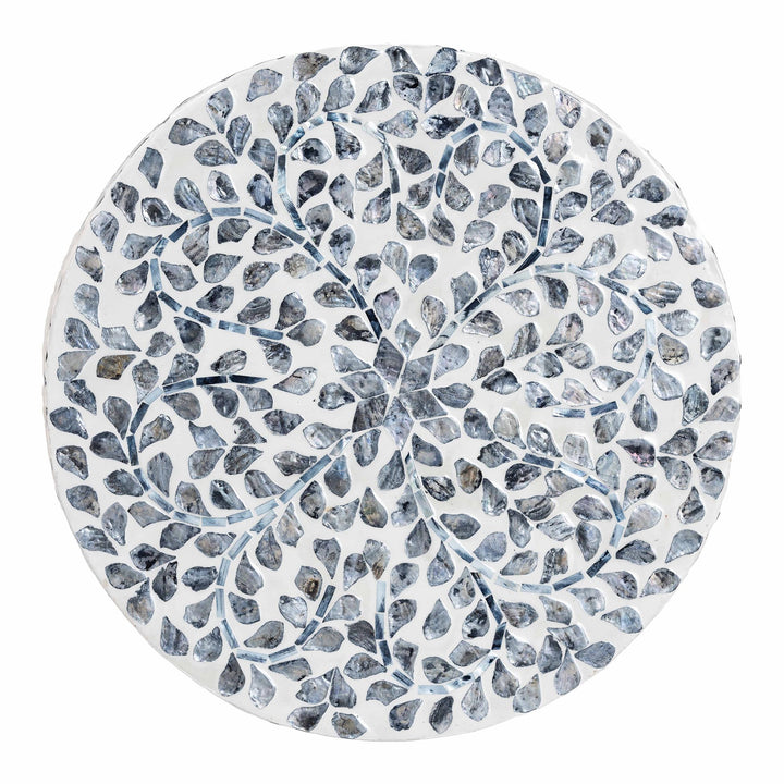 Bali & pari Marilla Coastal Black and White Mother of Pearl Capiz Shell Ottoman Footstool