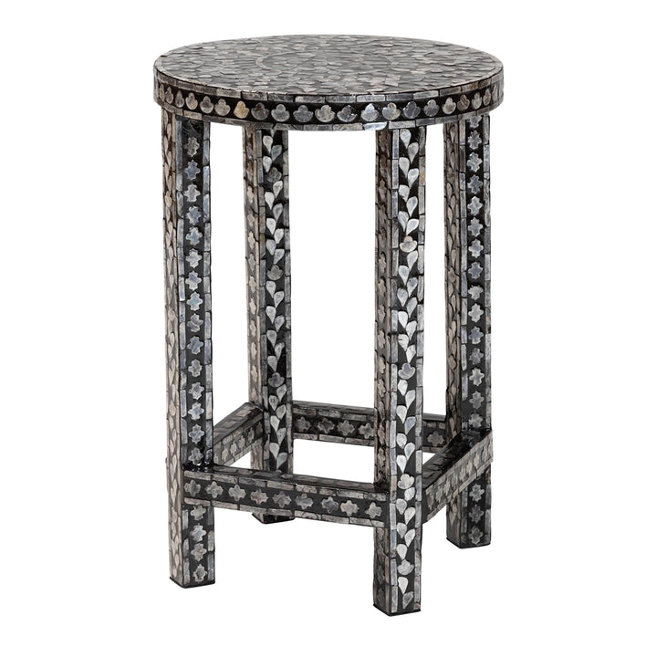 Bali & pari Elara Coastal Black and White Mother of Pearl Capiz Shell End Table