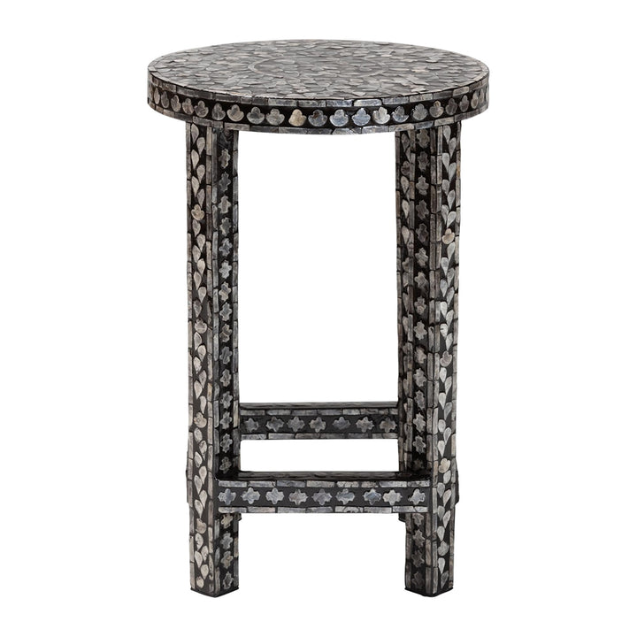 Bali & pari Elara Coastal Black and White Mother of Pearl Capiz Shell End Table