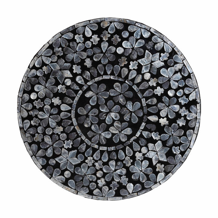 Bali & pari Elara Coastal Black and White Mother of Pearl Capiz Shell End Table