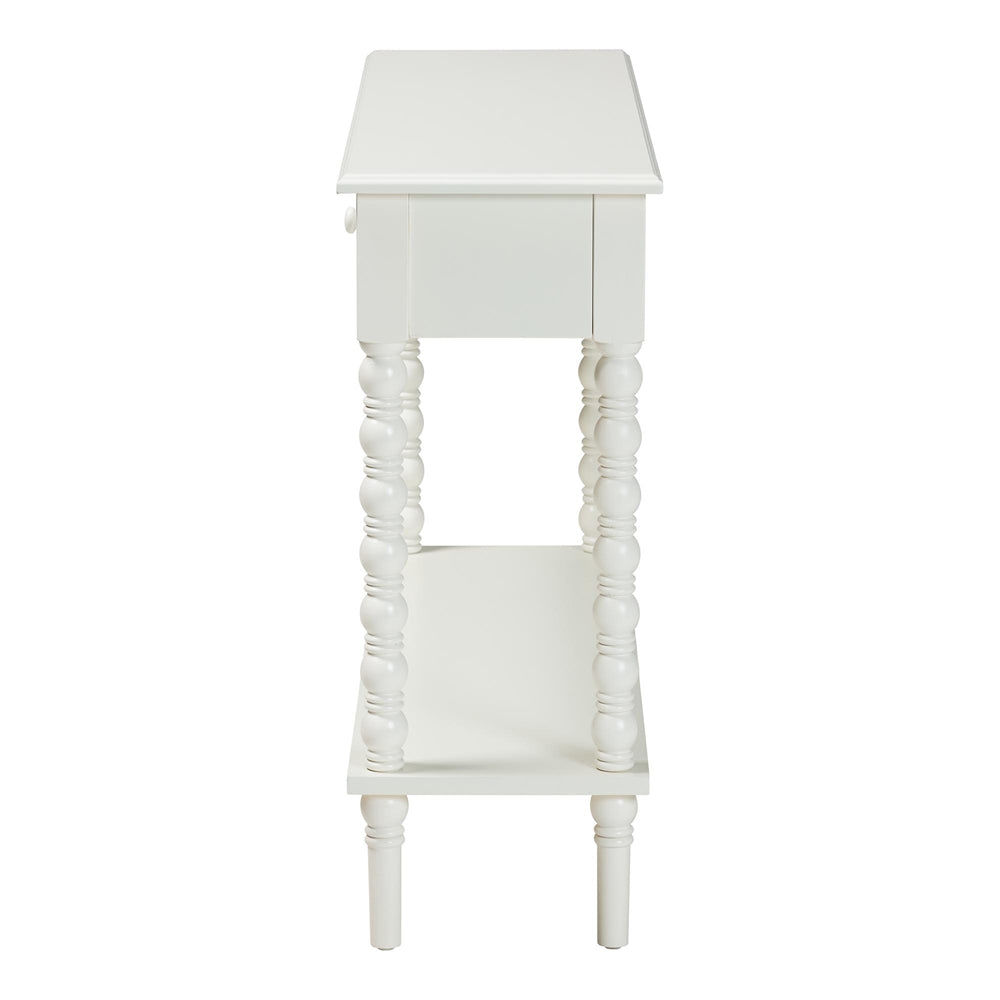 Malinda Classic White Wood 2-Drawer Console Table with Spindle Legs