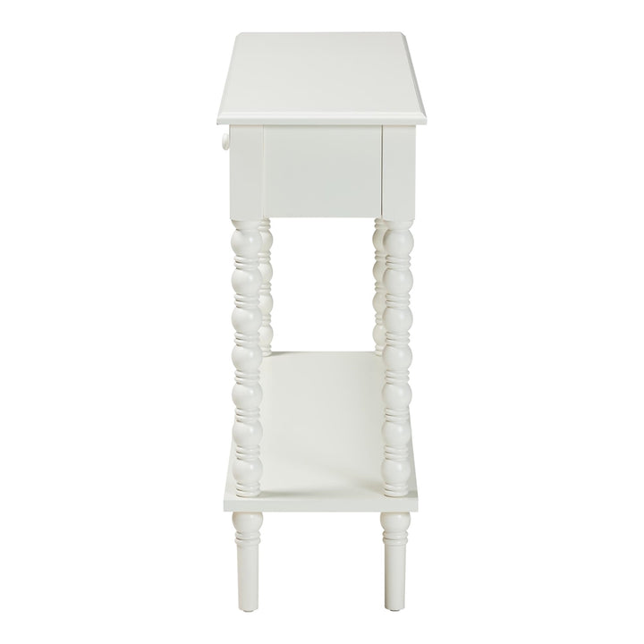 Malinda Classic White Wood 2-Drawer Console Table with Spindle Legs