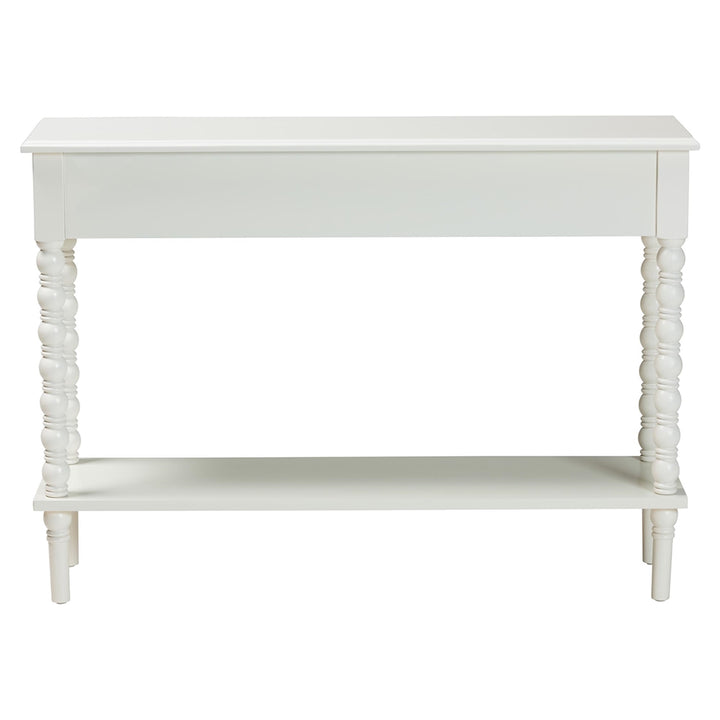 Malinda Classic White Wood 2-Drawer Console Table with Spindle Legs