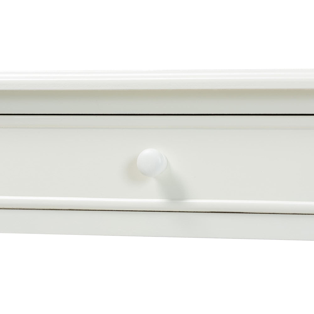 Malinda Classic White Wood 2-Drawer Console Table with Spindle Legs