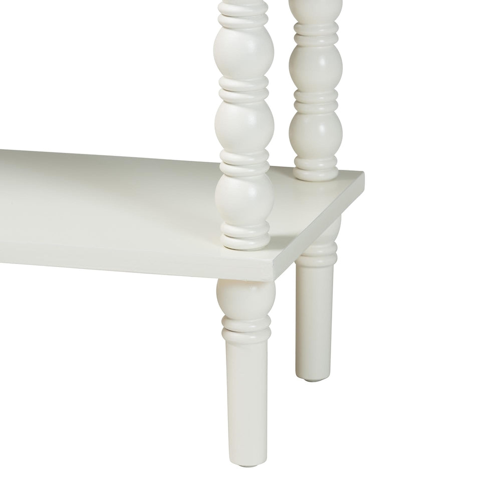 Malinda Classic White Wood 2-Drawer Console Table with Spindle Legs