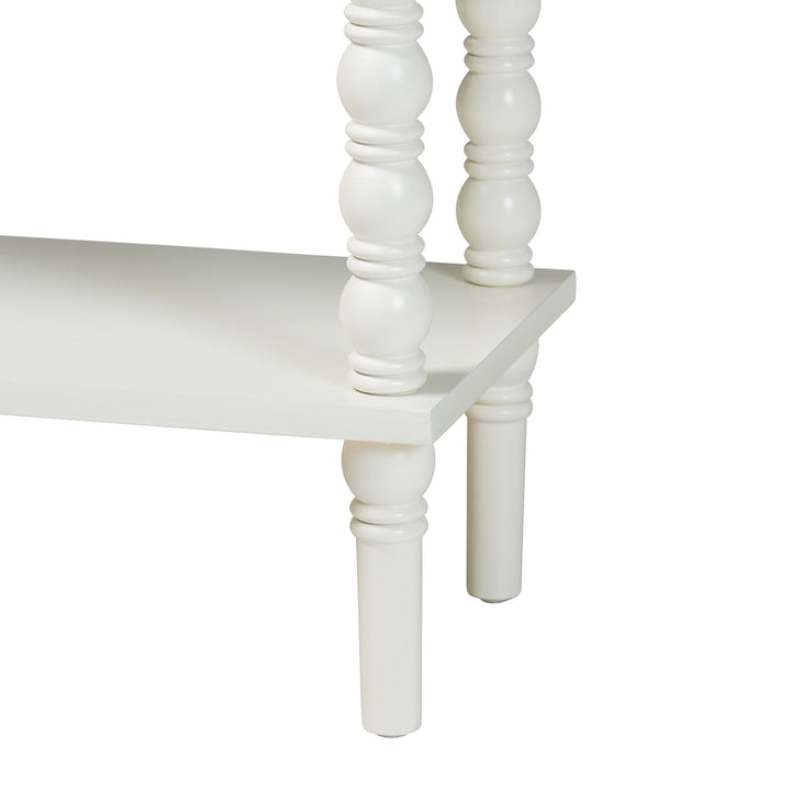Malinda Classic White Wood 2-Drawer Console Table with Spindle Legs