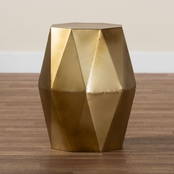 Baxton Studio Salman Geometric Bronze Accent Table