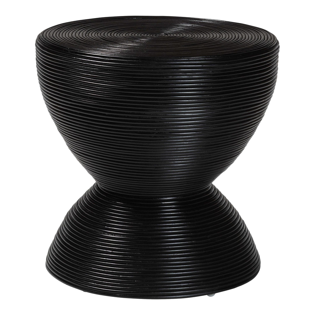 Tokyo Laminated Natural Rattan Side Table – Black