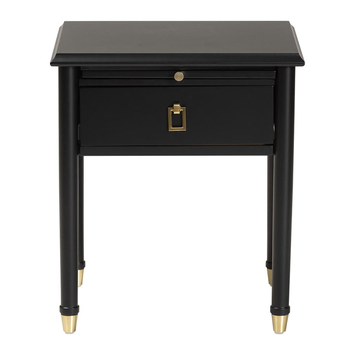 Tamra Black Wood Nightstand with Pullout Shelf