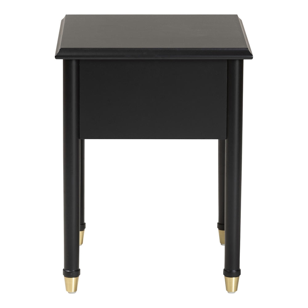 Tamra Black Wood Nightstand with Pullout Shelf