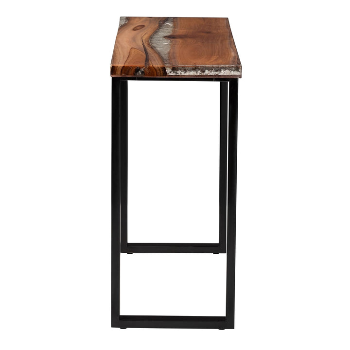 Apio Wood Epoxy Resin Console Table with Glass Inlay