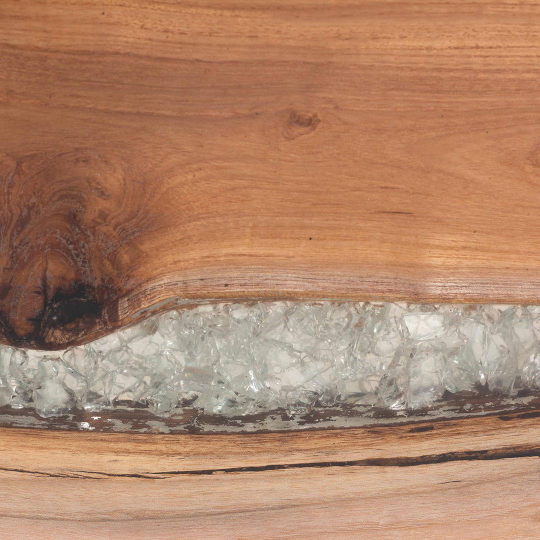 Apio Wood Epoxy Resin Console Table with Glass Inlay