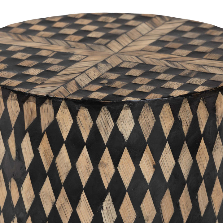 Paulo Decorative End Table with Bamboo Diamond Pattern