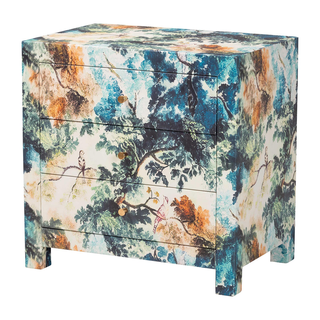 Adeline End Table with Printed Nature Motif