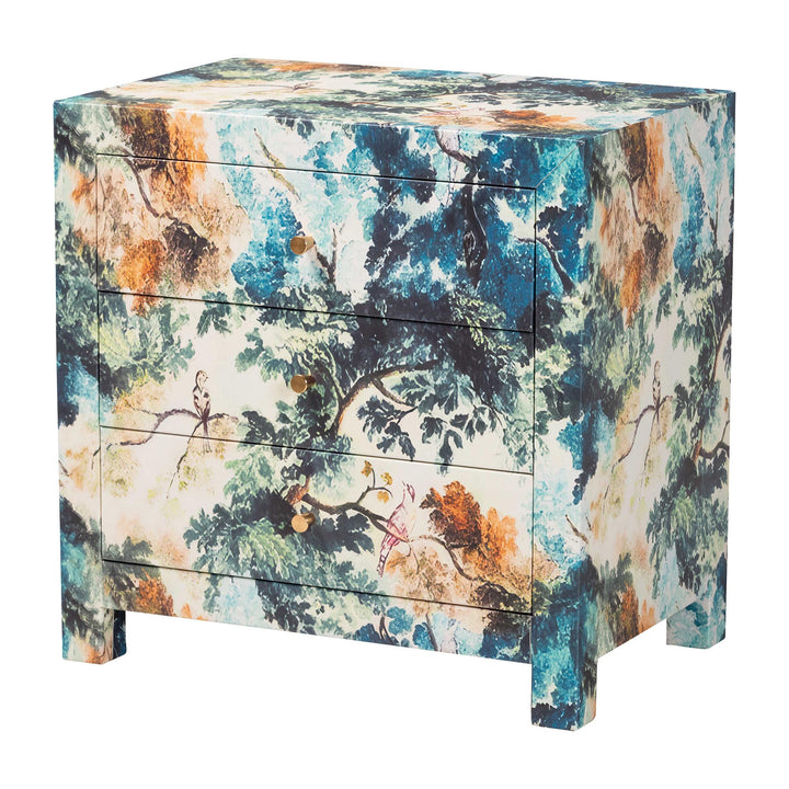 Adeline End Table with Printed Nature Motif