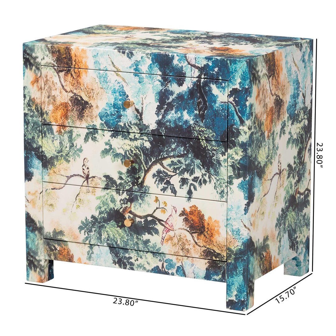 Adeline End Table with Printed Nature Motif
