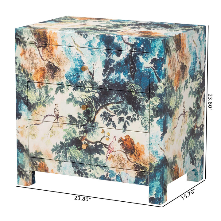 Adeline End Table with Printed Nature Motif