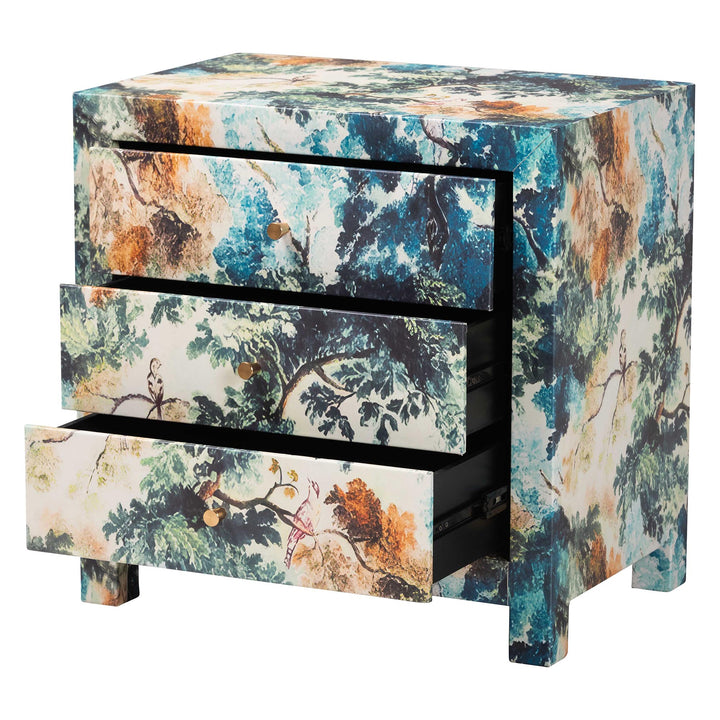 Adeline End Table with Printed Nature Motif