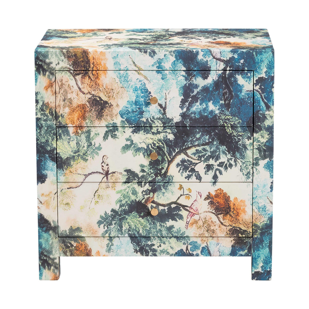 Adeline End Table with Printed Nature Motif