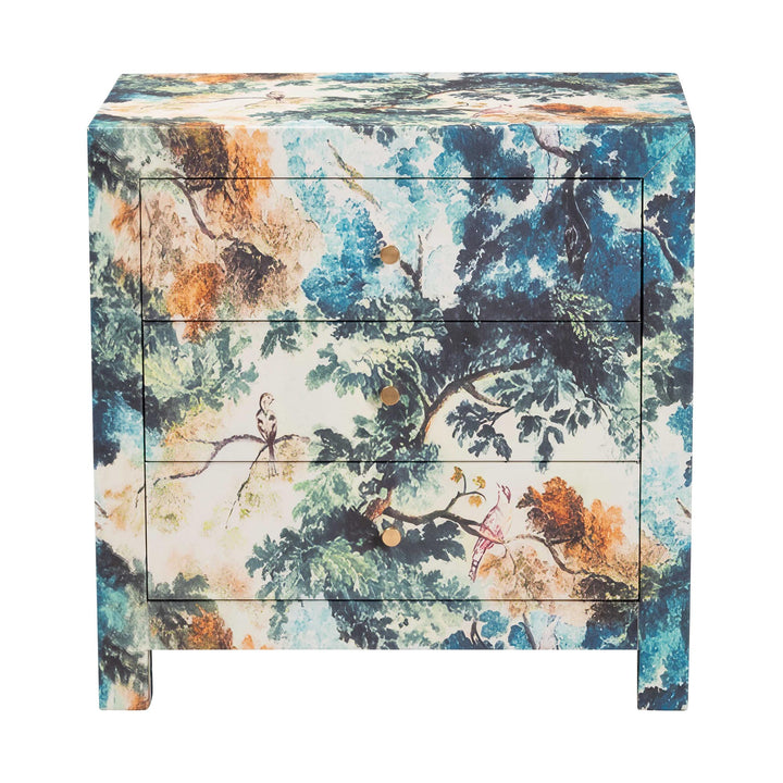 Adeline End Table with Printed Nature Motif