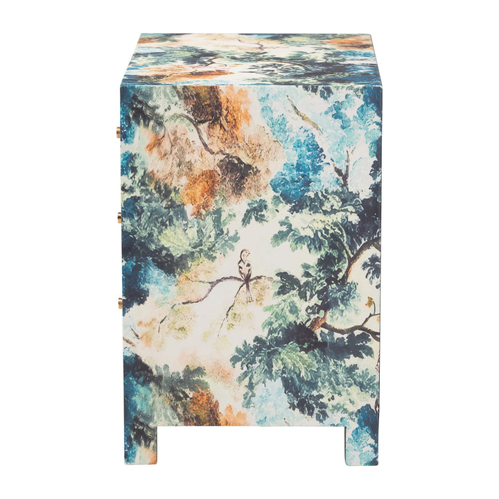 Adeline End Table with Printed Nature Motif