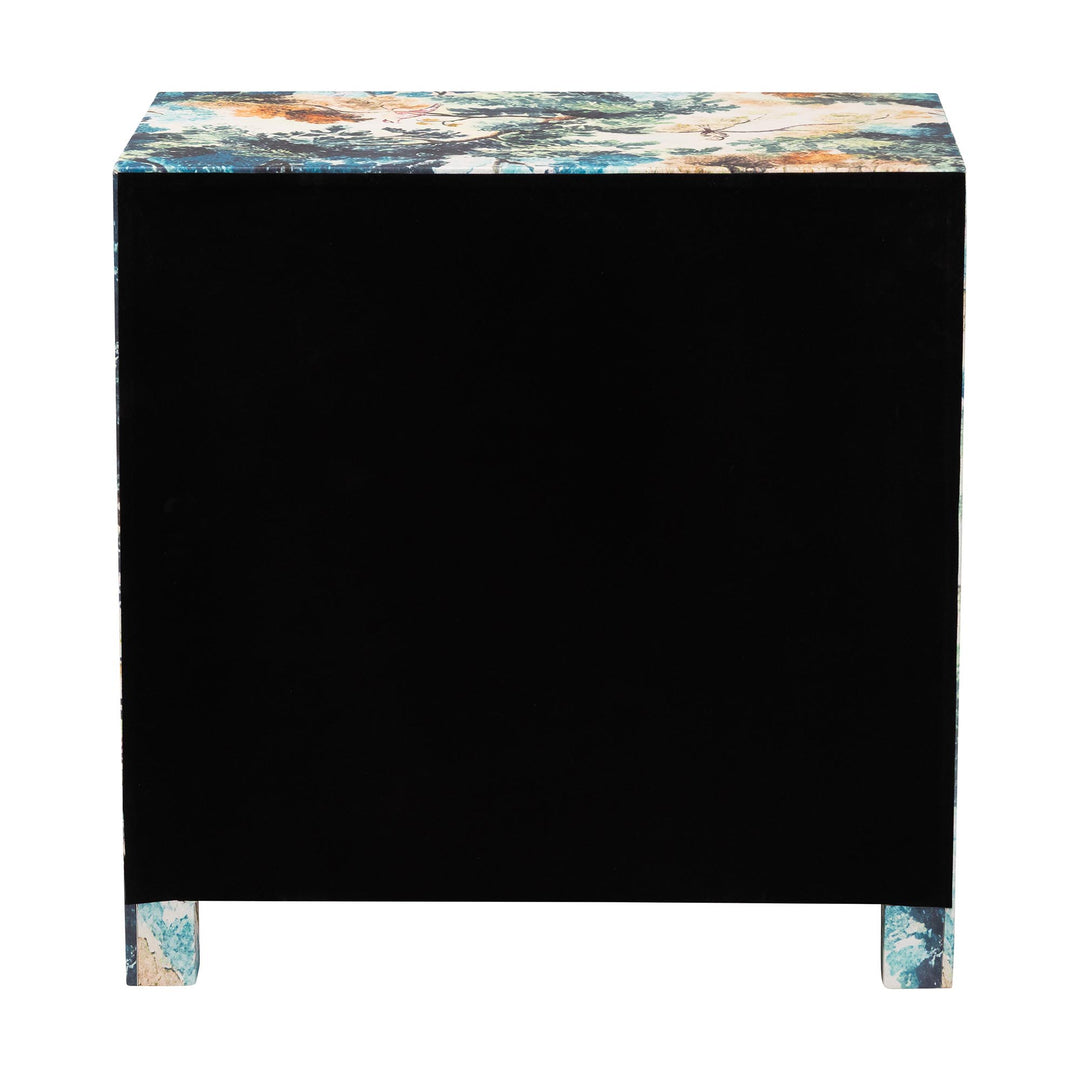 Adeline End Table with Printed Nature Motif