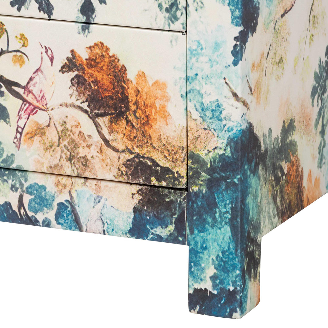 Adeline End Table with Printed Nature Motif