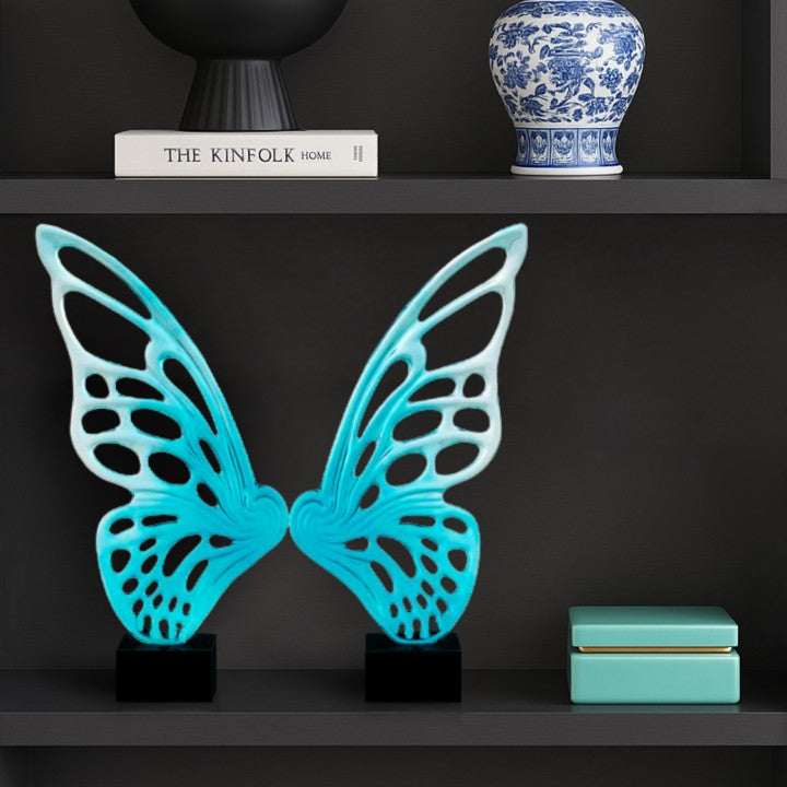Butterfly Wings Sculpture. Ocean Blue
