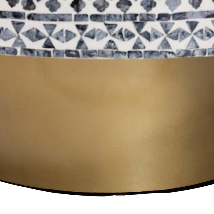 Idra Coastal Black and White Mother of Pearl Capiz Shell Coffee Table