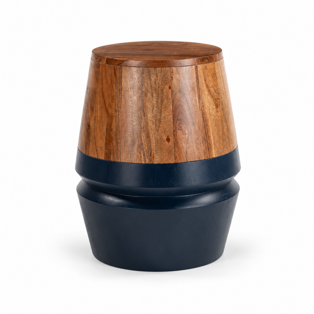 Tornos Side Table Walnut & Deep Blue