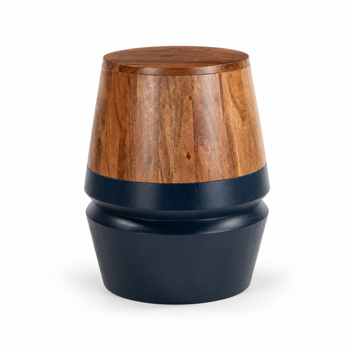 Tornos Side Table Walnut & Deep Blue