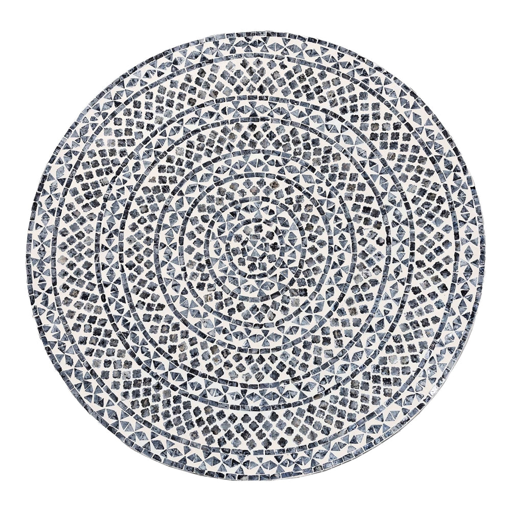 Idra Coastal Black and White Mother of Pearl Capiz Shell Coffee Table