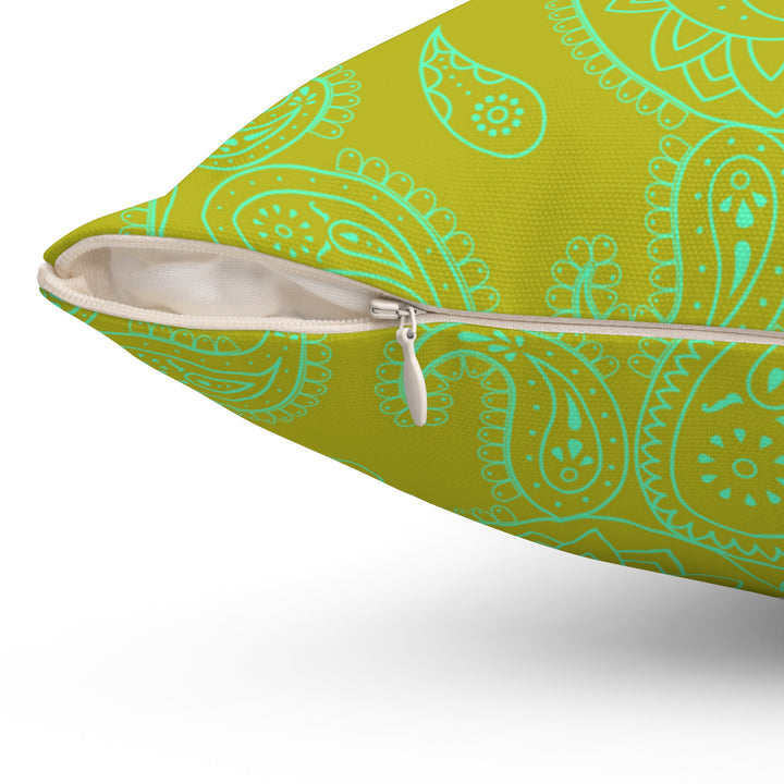 Lime And Chartreuse Paisley Pillow