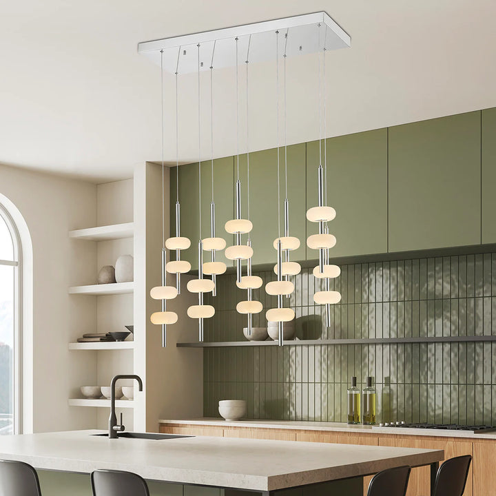 Double Spanish Alabaster Rectangular Chandelier Chrome