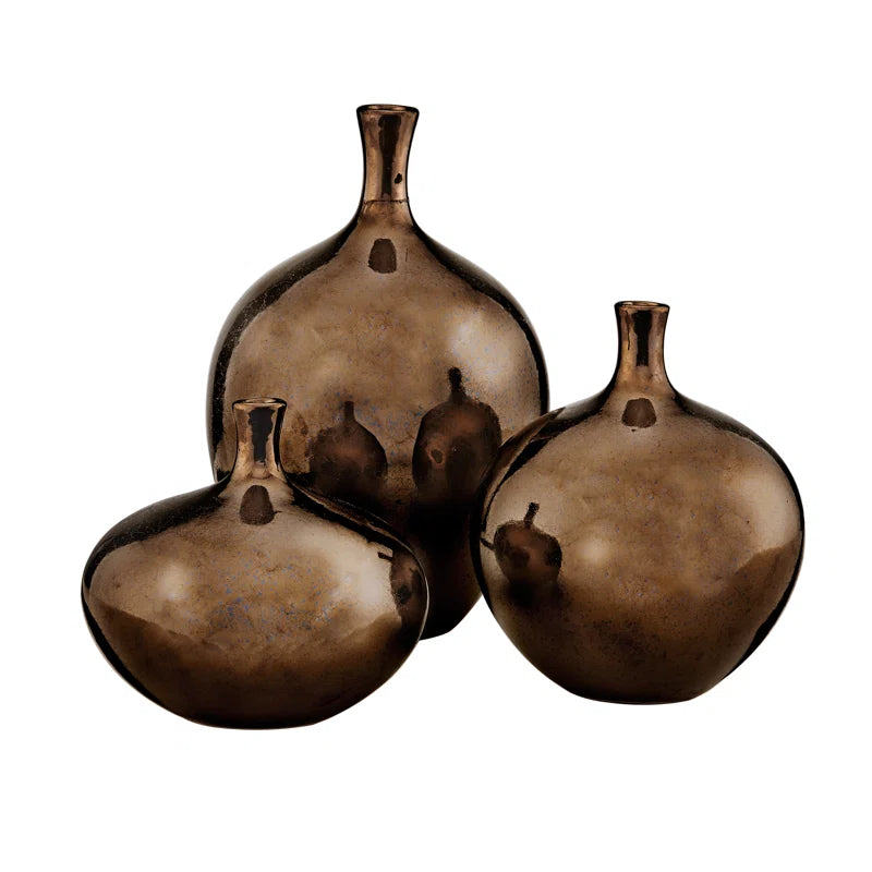 Ansen Mirrored Ceramic Decorative Vases 3-Piece Set