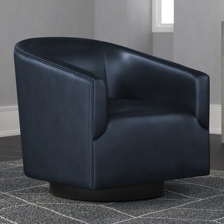 Hall Faux Leather Swivel Barrel Chair