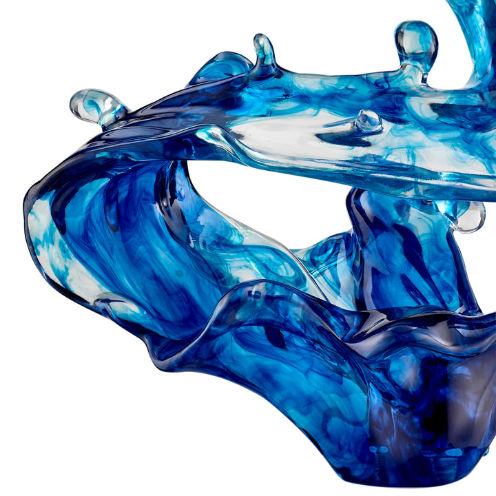 Breaker Wave 21" Tall Sculpture. Ocean Blue