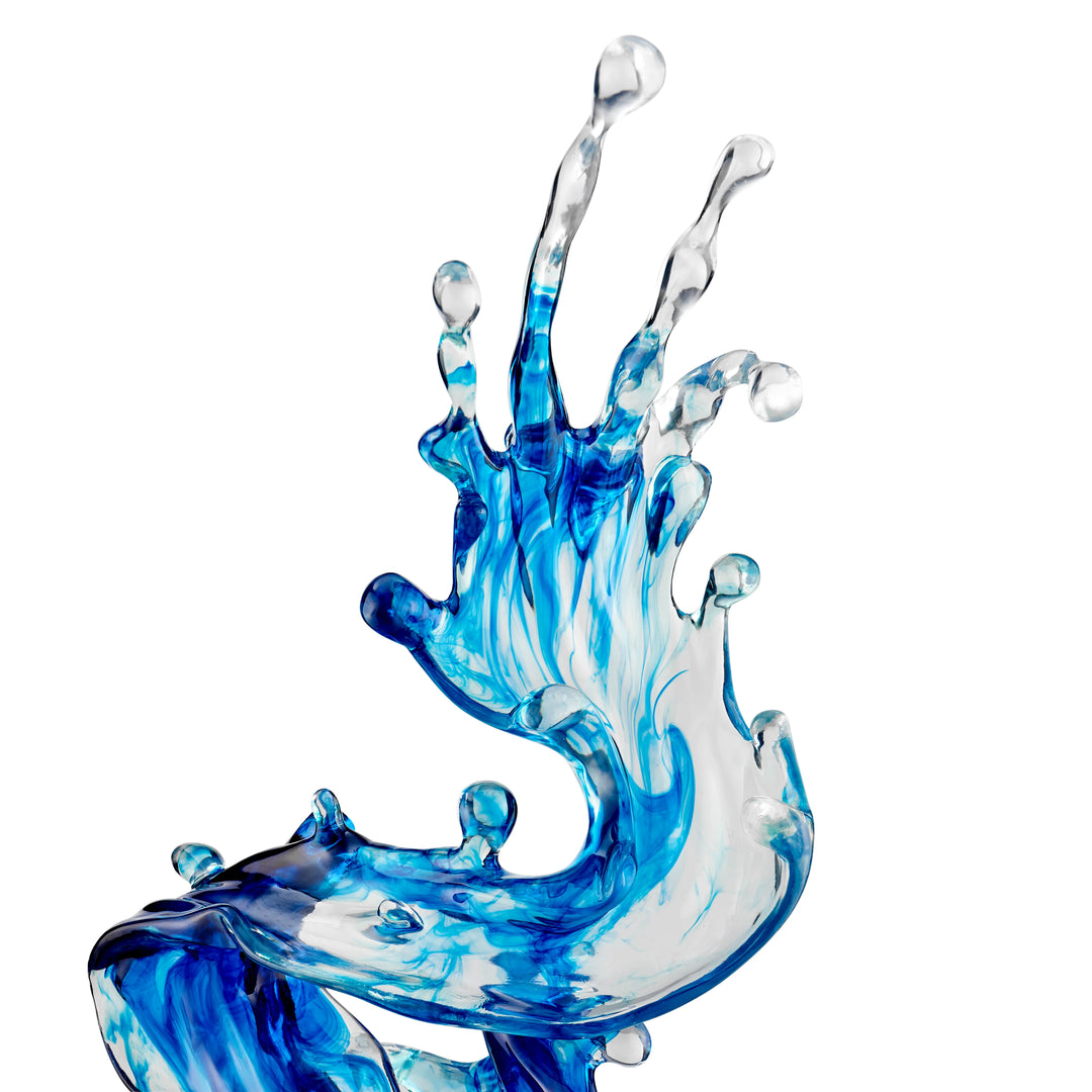 Breaker Wave 21" Tall Sculpture. Ocean Blue