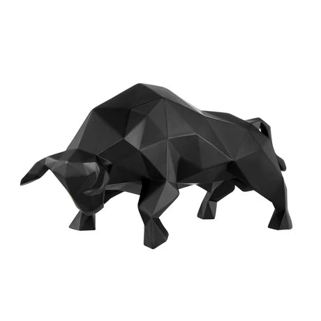 Geometric Bull Sculpture.  Matte Black