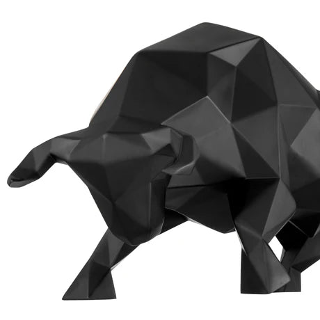 Geometric Bull Sculpture.  Matte Black