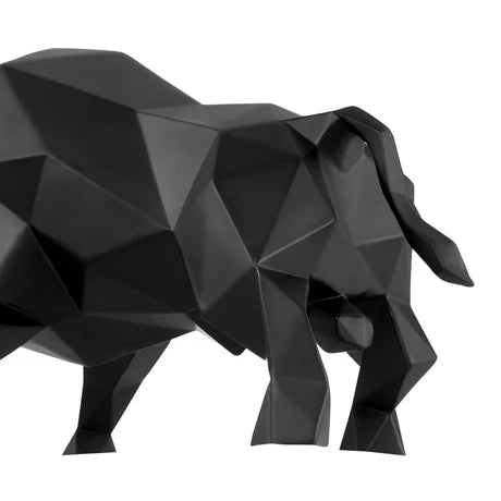 Geometric Bull Sculpture.  Matte Black